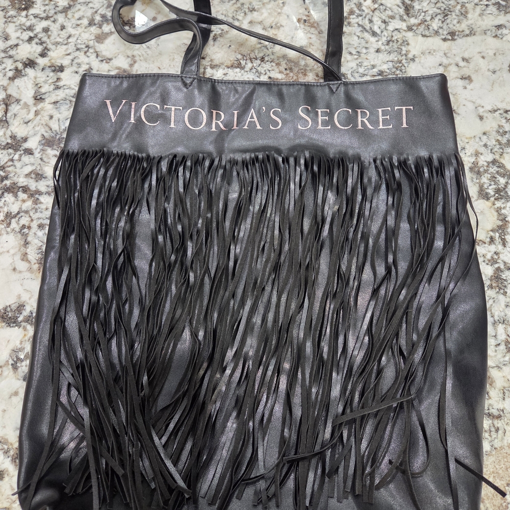Victoria's Secret Black Fringe Tote Bag